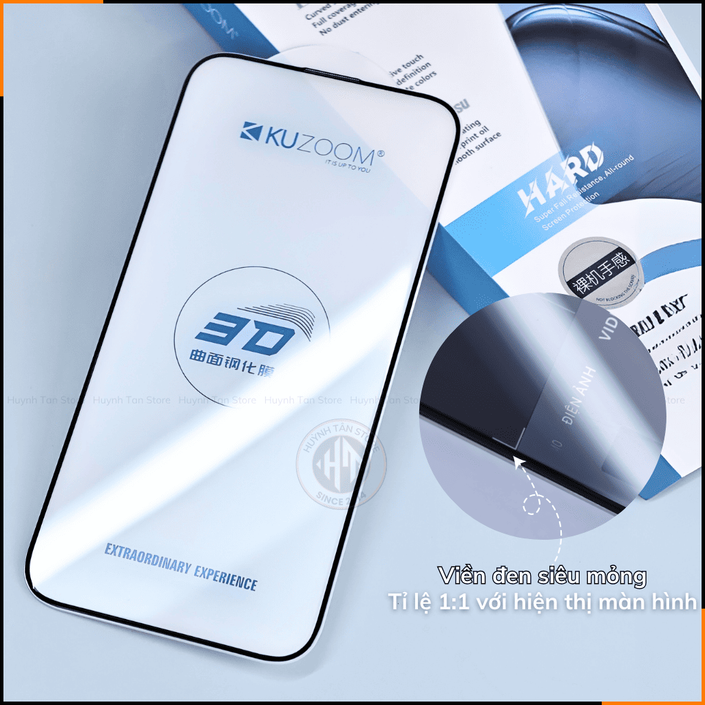 Kính cường lực iphone 17 pro max , ip 16 pro max , ip 15 pro max  trong suốt FULL MÀN không lẹm viền chính hãng KUZOOM phụ kiện điện thoại huỳnh tân store