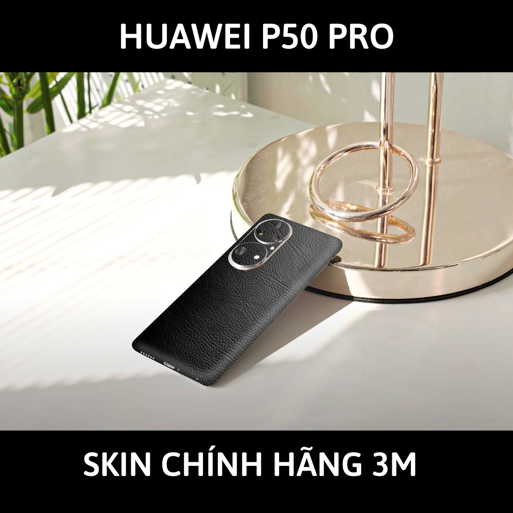 Dán skin điện thoại Huawei P50 Pro full body và camera nhập khẩu chính hãng USA phụ kiện điện thoại huỳnh tân store - Black Leather - Warp Skin Collection