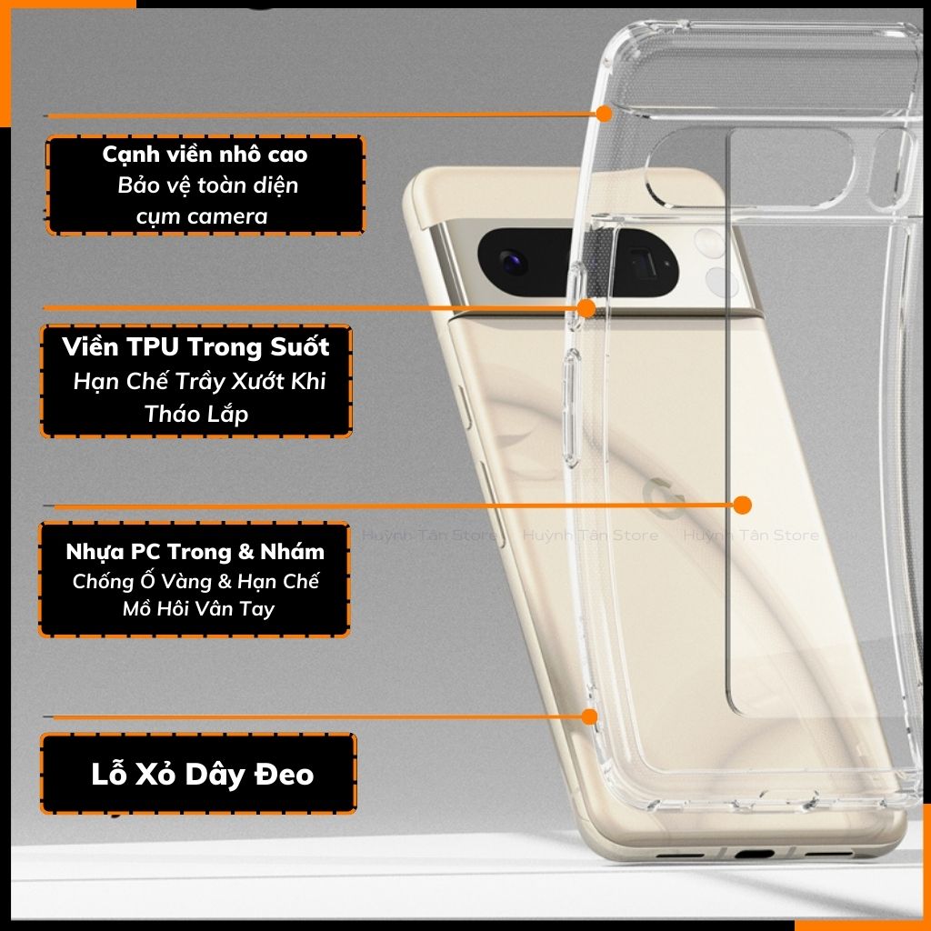 Ốp lưng pixel 9 / pixel 9 pro / 8 pro RINGKE chính hãng trong suốt chống sốc FUSION X chống ố vàng phụ kiện điện thoại huỳnh tân