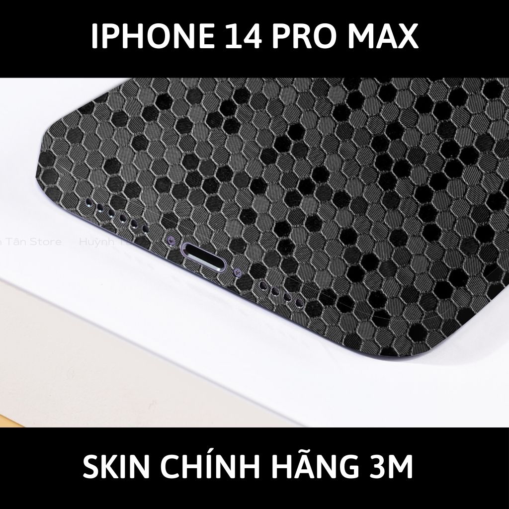 Skin 3m Iphone 14, Iphone 14 Pro, Iphone 14 Pro Max full body và camera nhập khẩu chính hãng USA phụ kiện điện thoại huỳnh tân store - Hexis Honeycomb Black - Warp Skin Collection