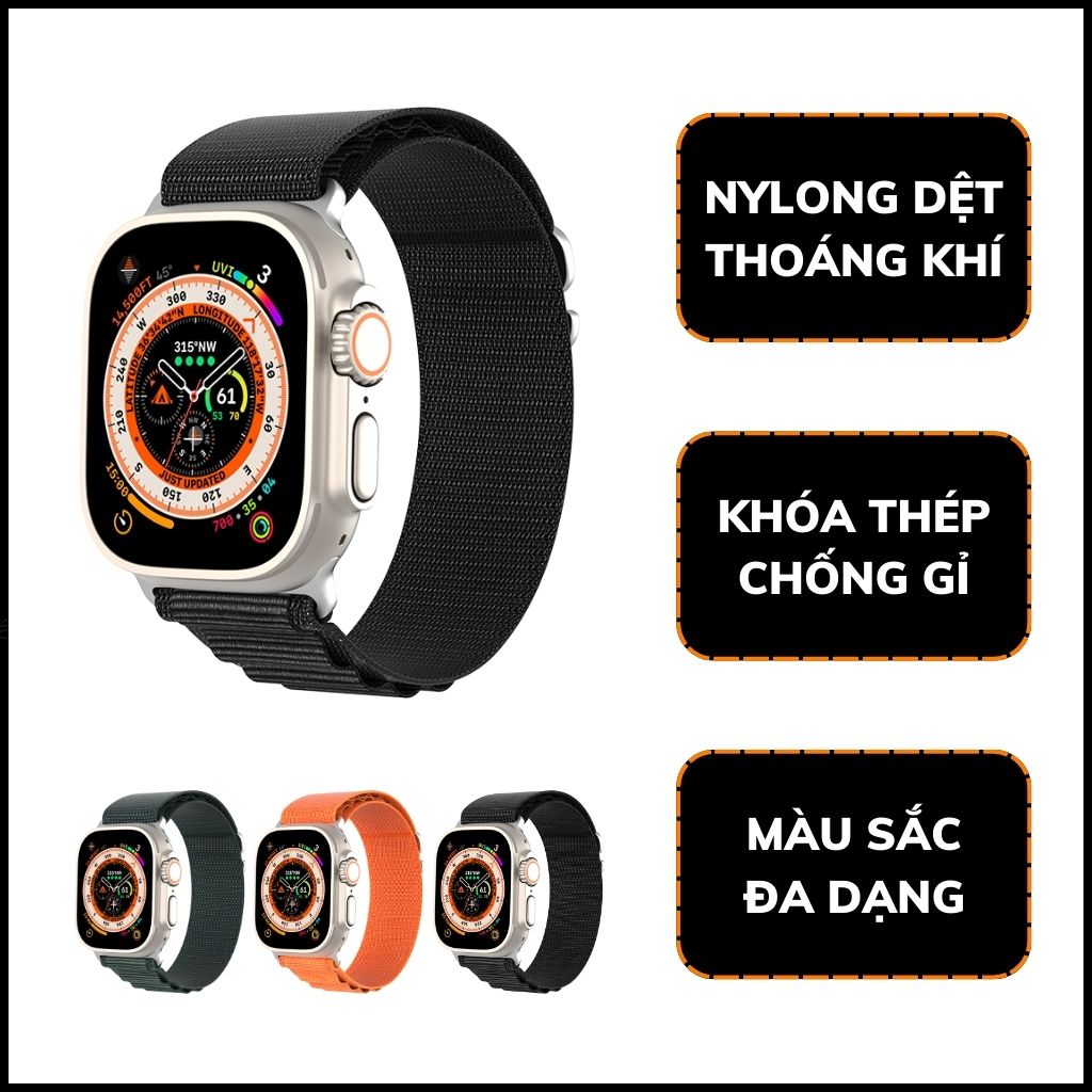 Dây đồng hồ thông minh apple watch series 9 8 7 6 5 4 3 se ultra chất liệu dệt nylon cao cấp gs series chính hãng duxducis