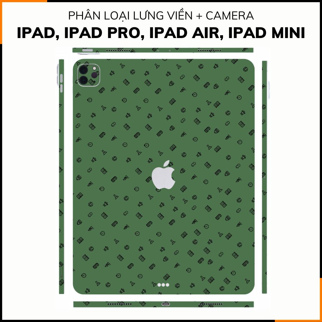 Dán skin ipad , ipad pro, ipad air , ipad mini full body và camera chính hãng 3M - MANY STICKER GREEN -  SK B14 05 phụ kiện điện thoại huỳnh tân store