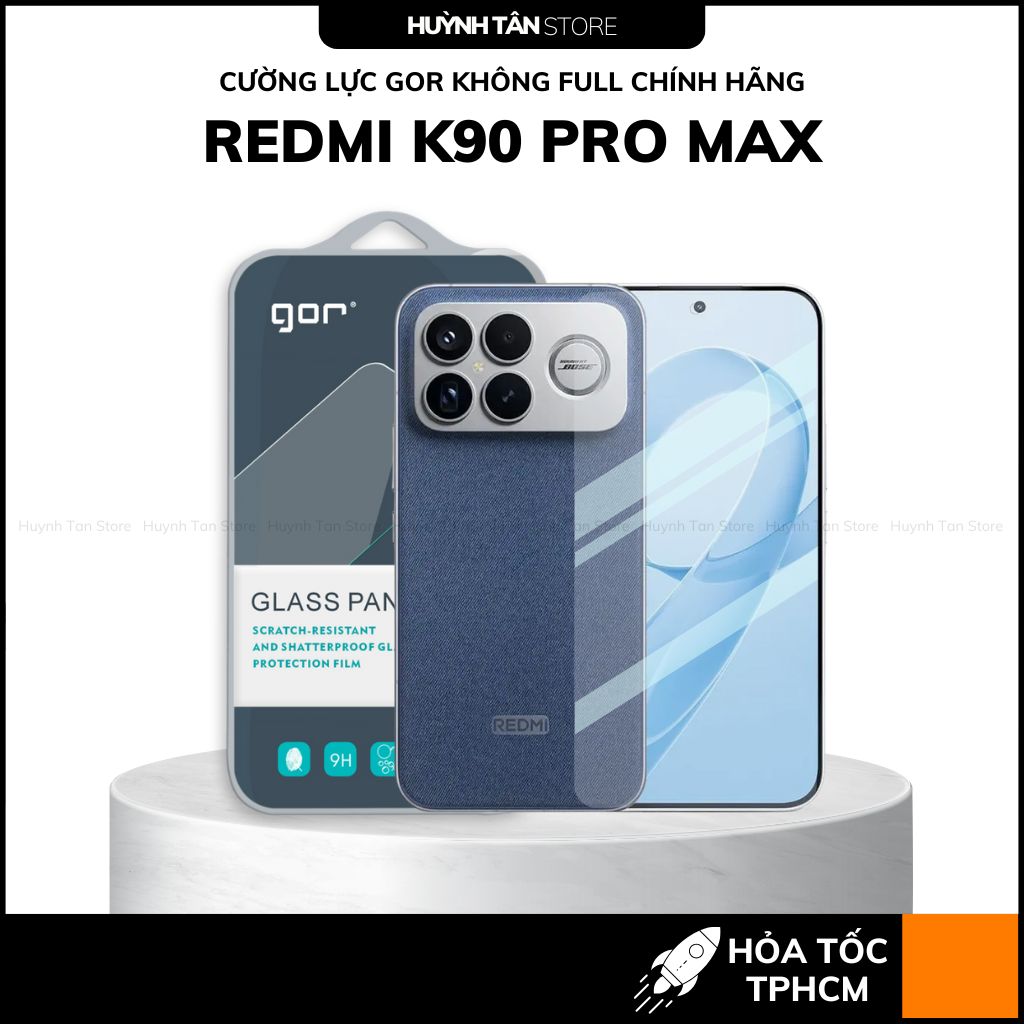 Kính cường lực trong suốt redmi k90 pro max k80 k70 ultra k60 k50 k40 KHÔNG FULL MÀN chống bám vân tay chính hãng GOR