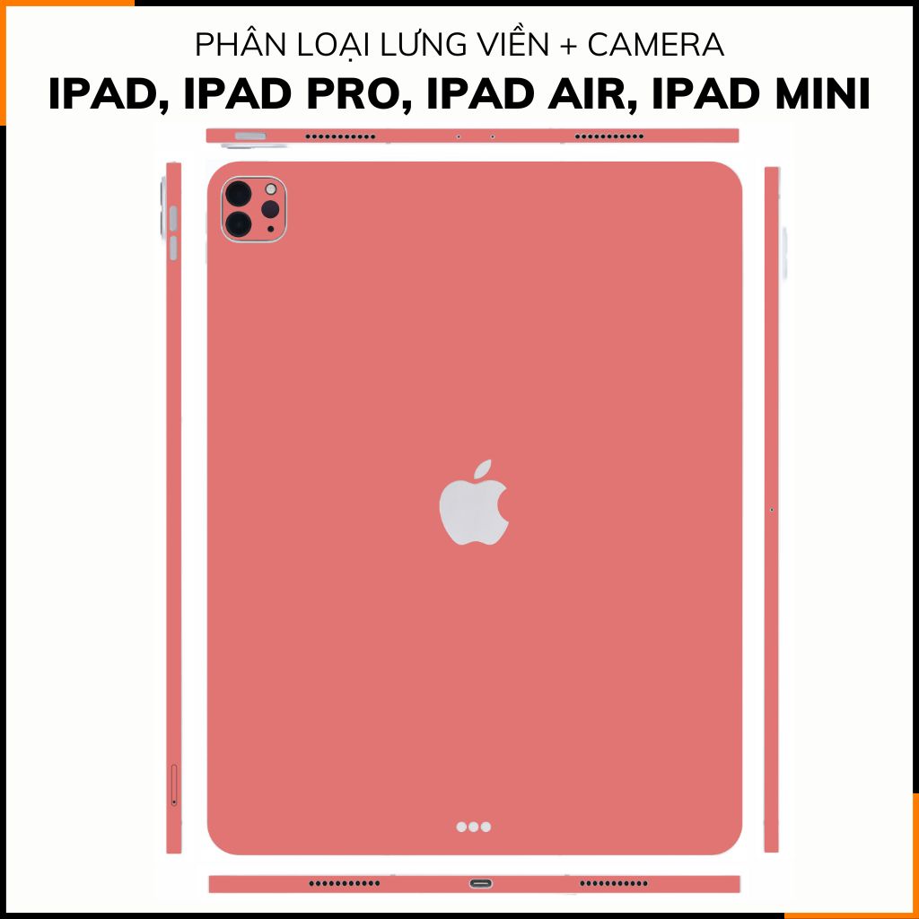 Dán skin ipad , ipad pro, ipad air , ipad mini full body và camera chính hãng 3M - PASTEL  RED - SK-A02-04 phụ kiện điện thoại huỳnh tân store