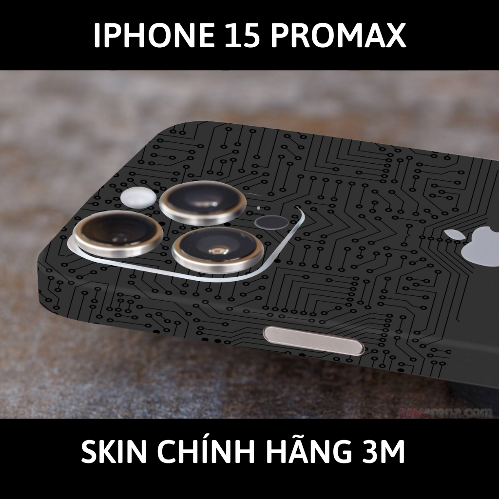 Dán skin điện thoại Iphone 15 Pro Max full body và camera nhập khẩu chính hãng USA phụ kiện điện thoại huỳnh tân store - Electronic Black - Warp Skin Collection