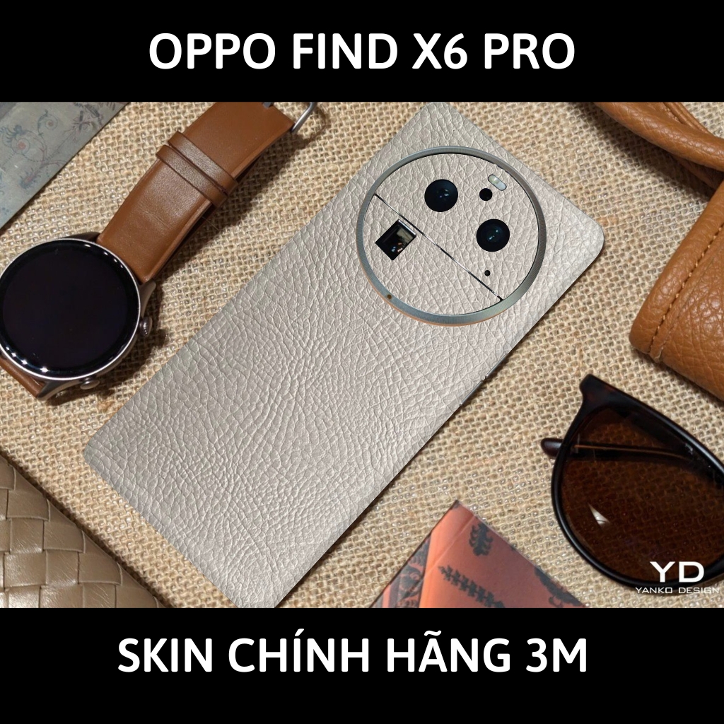 Dán skin điện thoại Oppo Find X6 Pro full body và camera nhập khẩu chính hãng USA phụ kiện điện thoại huỳnh tân store - Hexis Grey Leather - Warp Skin Collection