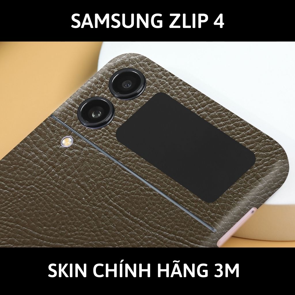Skin 3m samsung galaxy Z Flip 4, Z Flip 3, Z Flip full body và camera nhập khẩu chính hãng USA phụ kiện điện thoại huỳnh tân store - Hexis Brown Leather - Warp Skin Collection