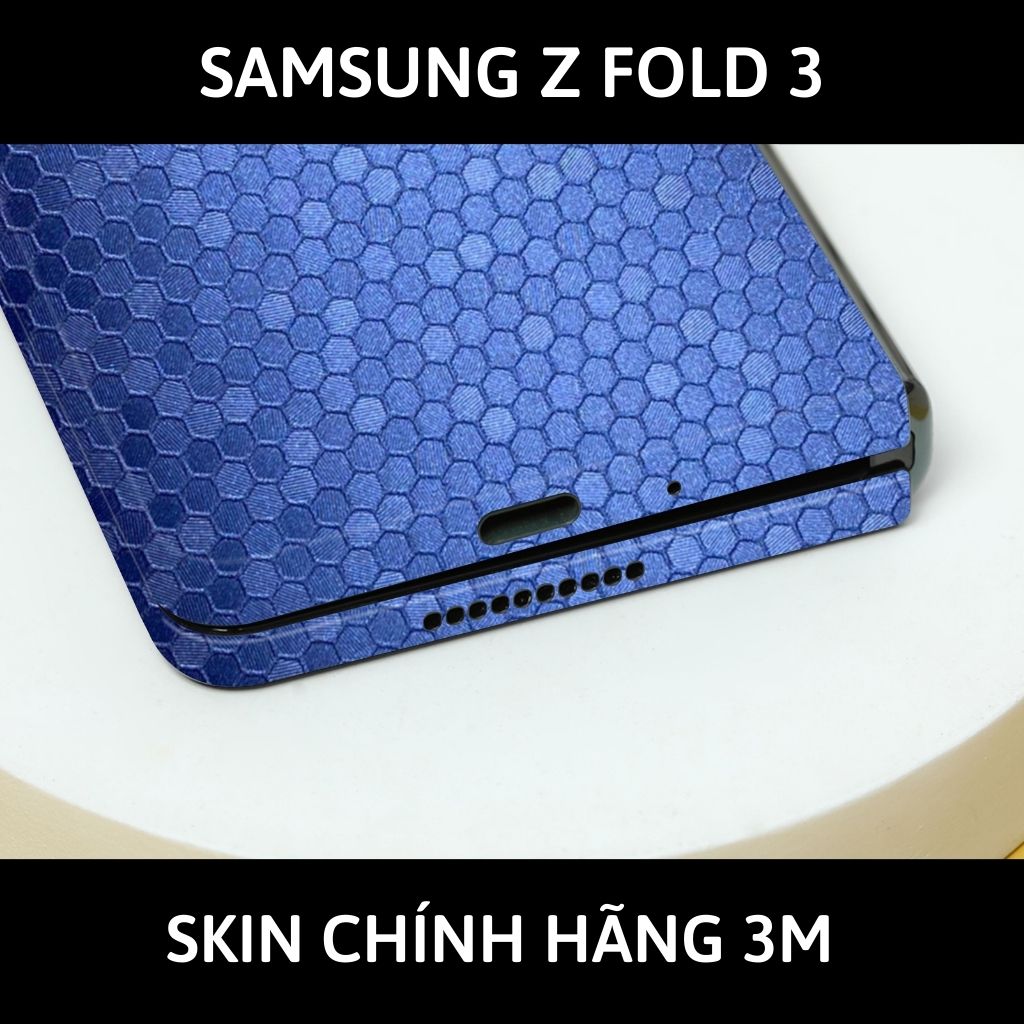 Skin 3m samsung galaxy Z Fold 4, Z Fold 3, Z Fold 2 full body và camera nhập khẩu chính hãng USA phụ kiện điện thoại huỳnh tân store - Oracal Honeycomb Blue - Warp Skin Collection