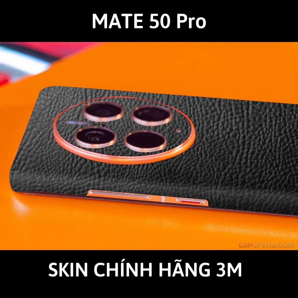 Dán skin điện thoại Huawei Mate 50 Pro full body và camera nhập khẩu chính hãng USA phụ kiện điện thoại huỳnh tân store - Black Leather - Warp Skin Collection