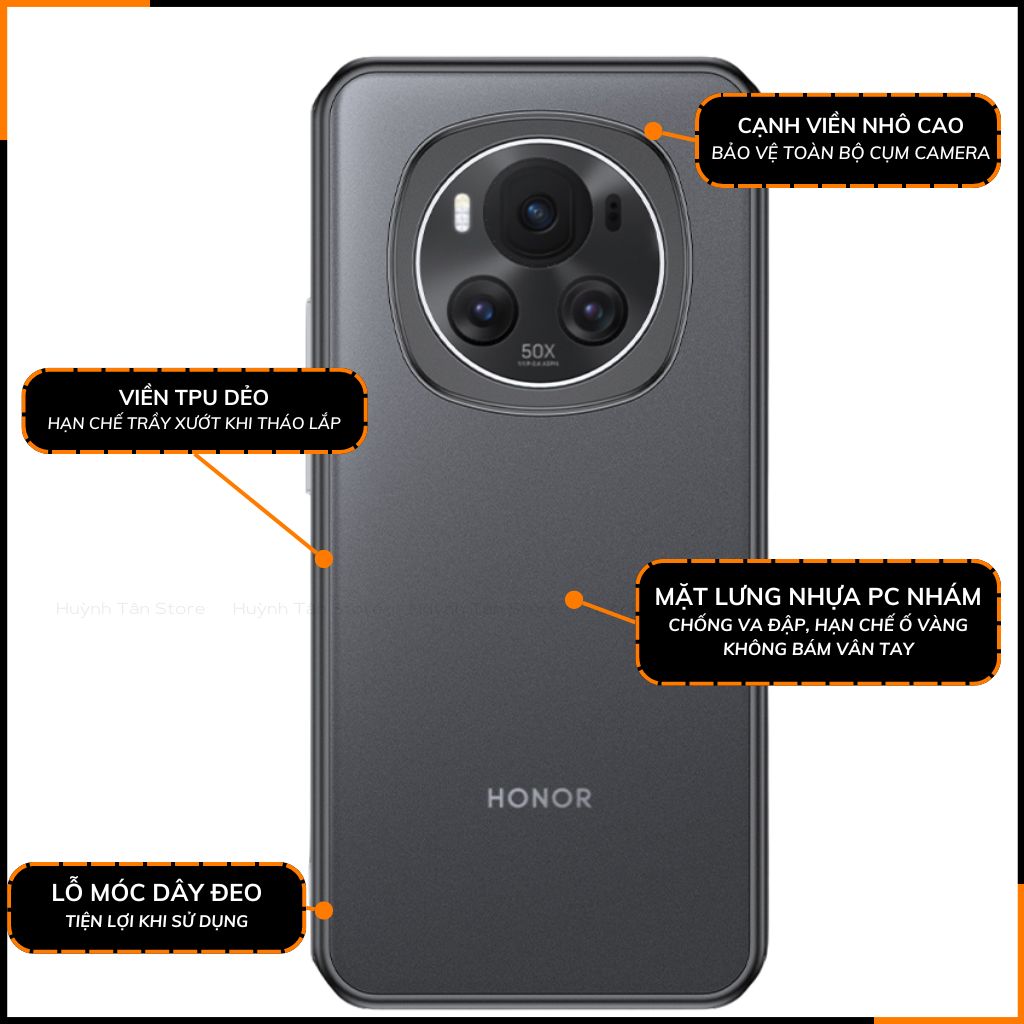 Ốp lưng honor magic 6 pro chống sốc chống vân tay NHÁM VIỀN MÀU VER 2 bảo vệ camera phụ kiện huỳnh tân store