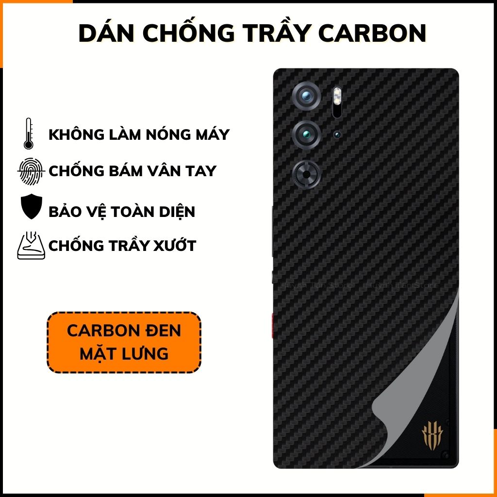 Miếng dán redmagic 9 pro carbon trong và đen chống trầy xướt chống bám vân tay phụ kiện điện thoại huỳnh tân store