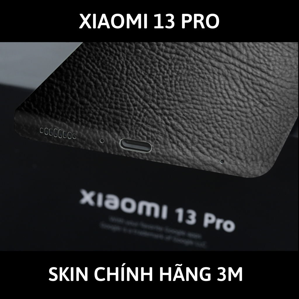 Skin 3m Mi 13 Ultra, Mi 13 Pro, Mi 13  full body và camera nhập khẩu chính hãng USA phụ kiện điện thoại huỳnh tân store - Hexis Black Leather - Warp Skin Collection