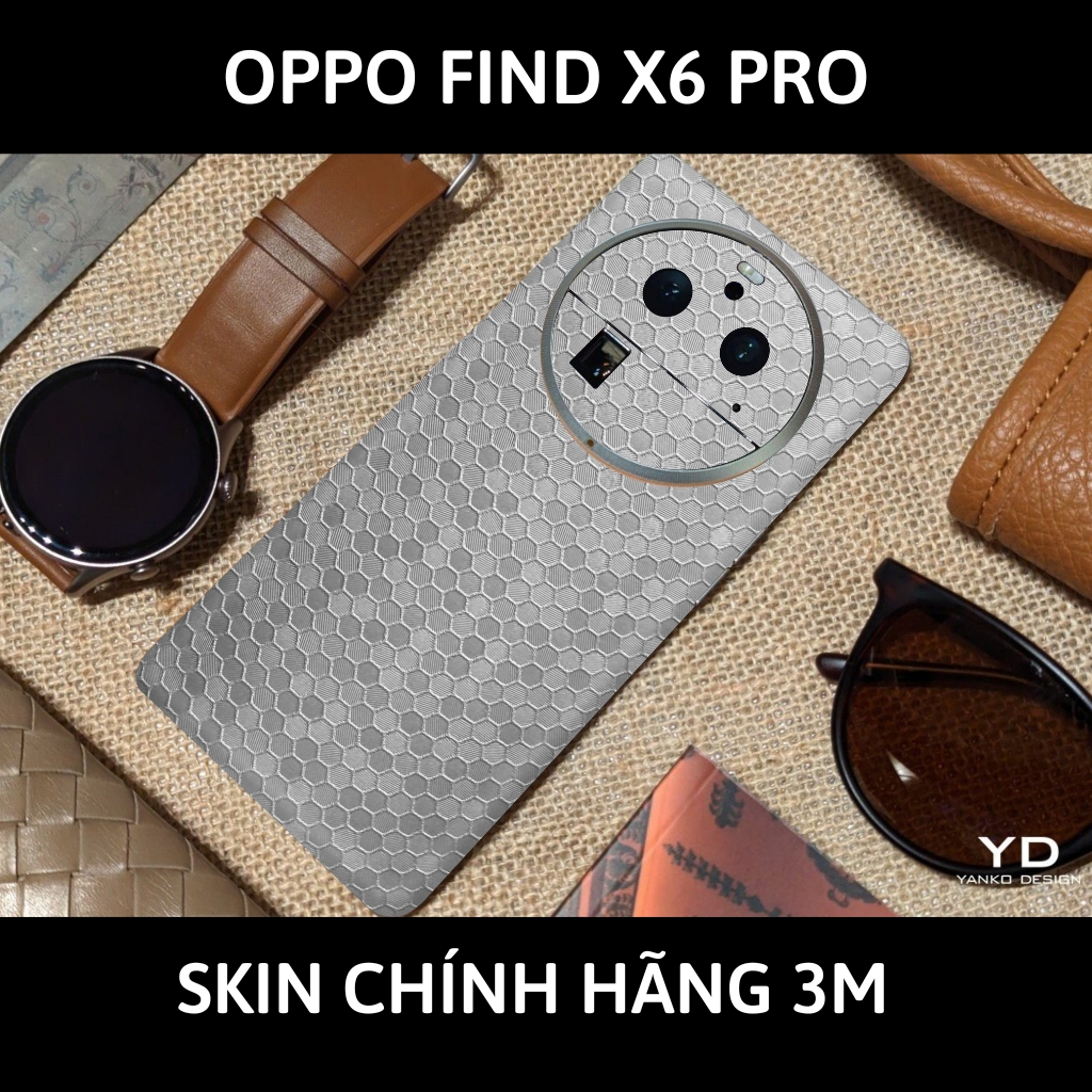 Dán skin điện thoại Oppo Find X6 Pro full body và camera nhập khẩu chính hãng USA phụ kiện điện thoại huỳnh tân store - Oracle Honeycomb Silver - Warp Skin Collection