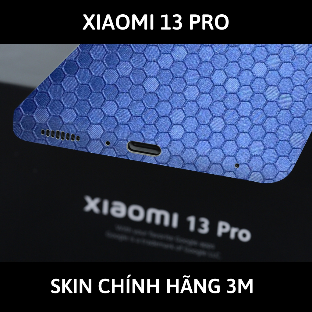 Skin 3m Mi 13 Ultra, Mi 13 Pro, Mi 13  full body và camera nhập khẩu chính hãng USA phụ kiện điện thoại huỳnh tân store - Oracal Honeycomb Blue - Warp Skin Collection
