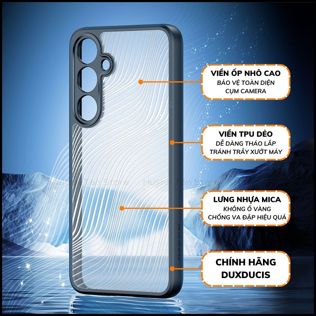 Ốp lưng samsung s25 / s24 aimo chính hãng duxducis chống va đập trong suốt không ố vàng huỳnh tân store