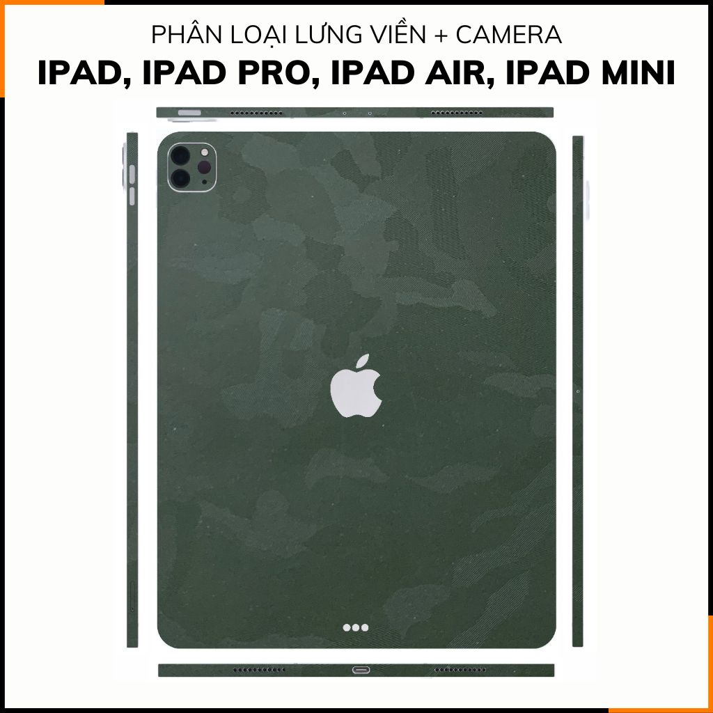 Dán skin ipad , ipad pro, ipad air , ipad mini full body và camera chính hãng 3M - CAMO GREEN  - SK-B12-02 phụ kiện điện thoại huỳnh tân store