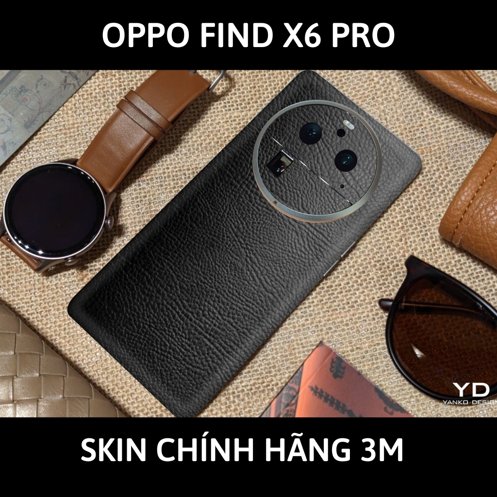 Dán skin điện thoại Oppo Find X6 Pro full body và camera nhập khẩu chính hãng USA phụ kiện điện thoại huỳnh tân store - Hexis Black Leather - Warp Skin Collection