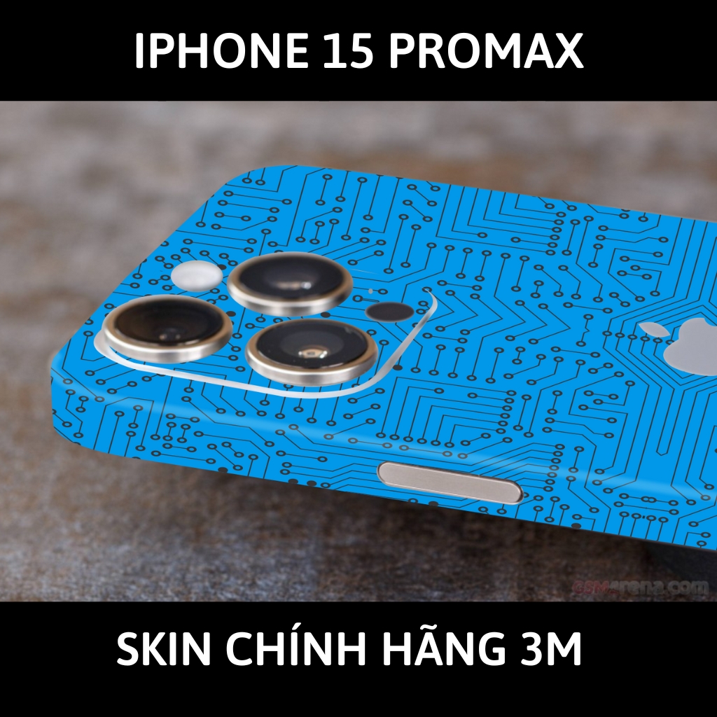 Dán skin điện thoại Iphone 15 Pro Max full body và camera nhập khẩu chính hãng USA phụ kiện điện thoại huỳnh tân store - Electronic Blue - Warp Skin Collection