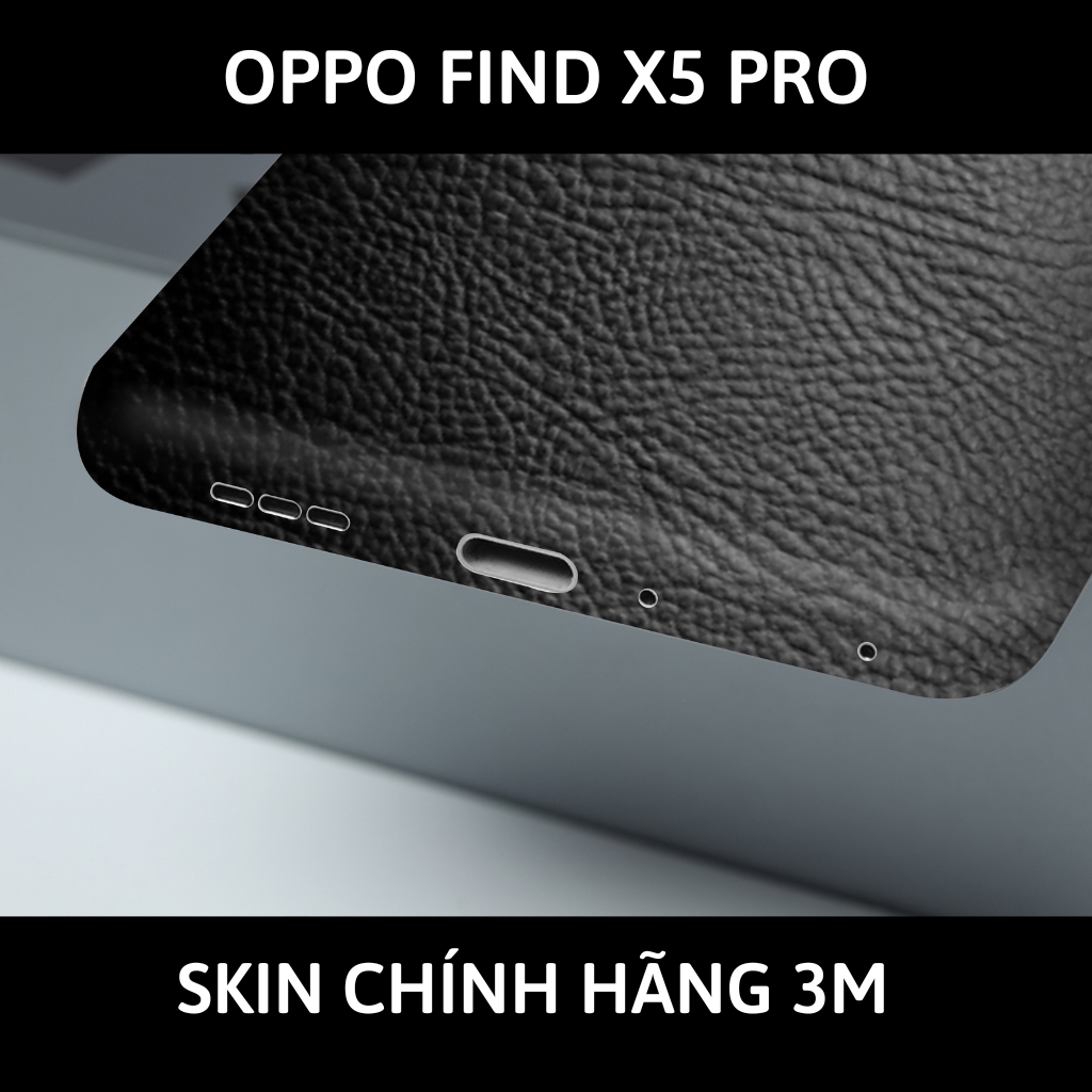 Dán skin điện thoại Oppo Find X5 Pro full body và camera nhập khẩu chính hãng USA phụ kiện điện thoại huỳnh tân store - Hexis Black Leather - Warp Skin Collection