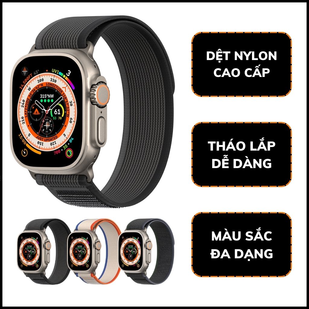 Dây đồng hồ thông minh apple watch series 9 8 7 6 5 4 3 se ultra chất liệu dệt nylon cao cấp yj series chính hãng duxducis