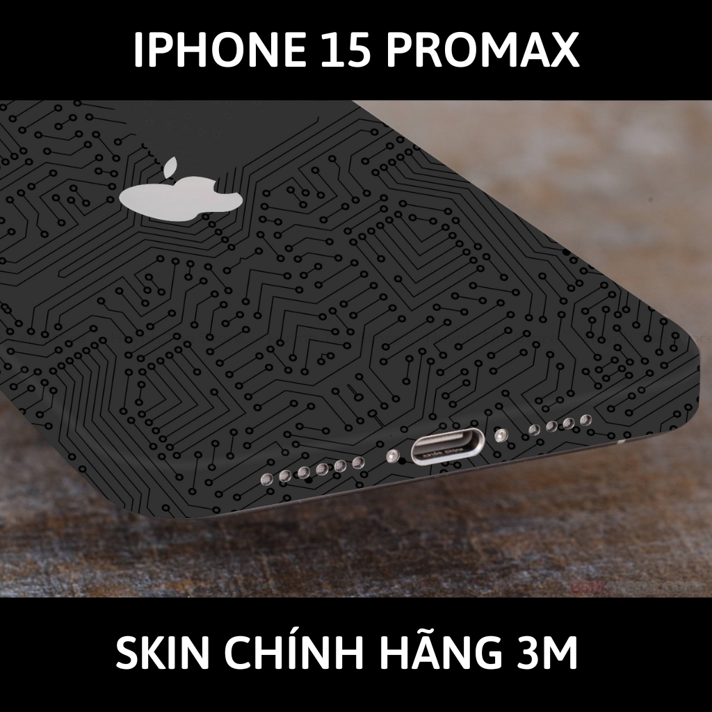 Dán skin điện thoại Iphone 15 Pro Max full body và camera nhập khẩu chính hãng USA phụ kiện điện thoại huỳnh tân store - Electronic Black - Warp Skin Collection