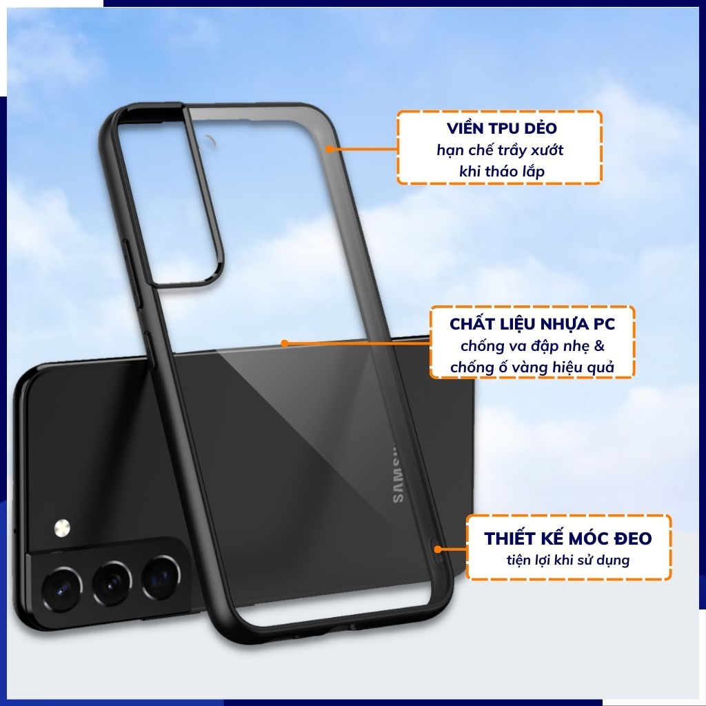 Ốp lưng s22 plus clear color ver 1 viền màu mặt lưng trong suốt không ố vàng bảo vệ camera phụ kiện huỳnh tân store