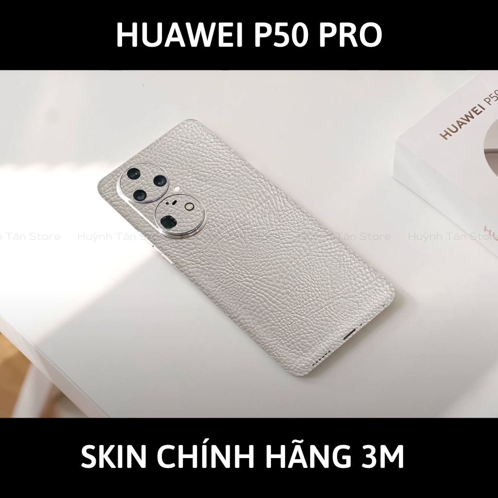 Dán skin điện thoại Huawei P50 Pro full body và camera nhập khẩu chính hãng USA phụ kiện điện thoại huỳnh tân store - Grey Leather - Warp Skin Collection