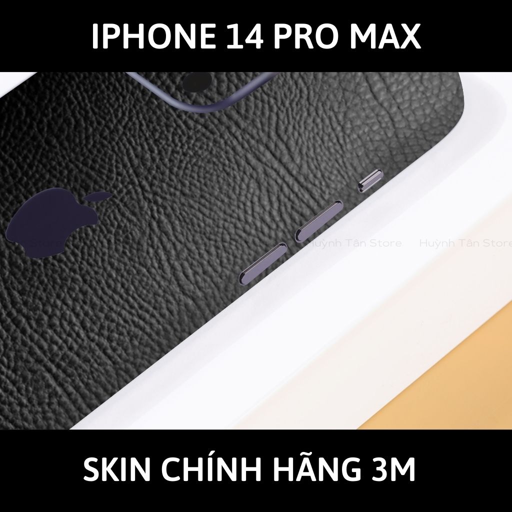 Skin 3m Iphone 14, Iphone 14 Pro, Iphone 14 Pro Max full body và camera nhập khẩu chính hãng USA phụ kiện điện thoại huỳnh tân store - Hexis Black Leather - Warp Skin Collection