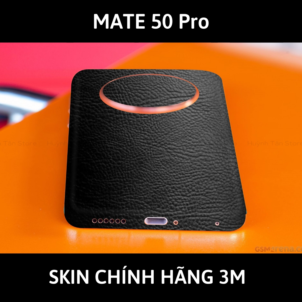 Dán skin điện thoại Huawei Mate 50 Pro full body và camera nhập khẩu chính hãng USA phụ kiện điện thoại huỳnh tân store - Black Leather - Warp Skin Collection