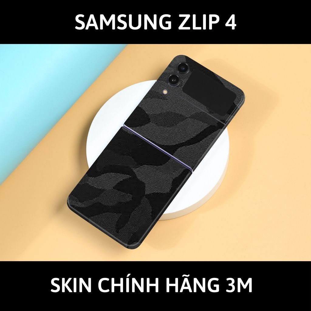 Skin 3m samsung galaxy Z Flip 4, Z Flip 3, Z Flip full body và camera nhập khẩu chính hãng USA phụ kiện điện thoại huỳnh tân store - Camo Black - Warp Skin Collection