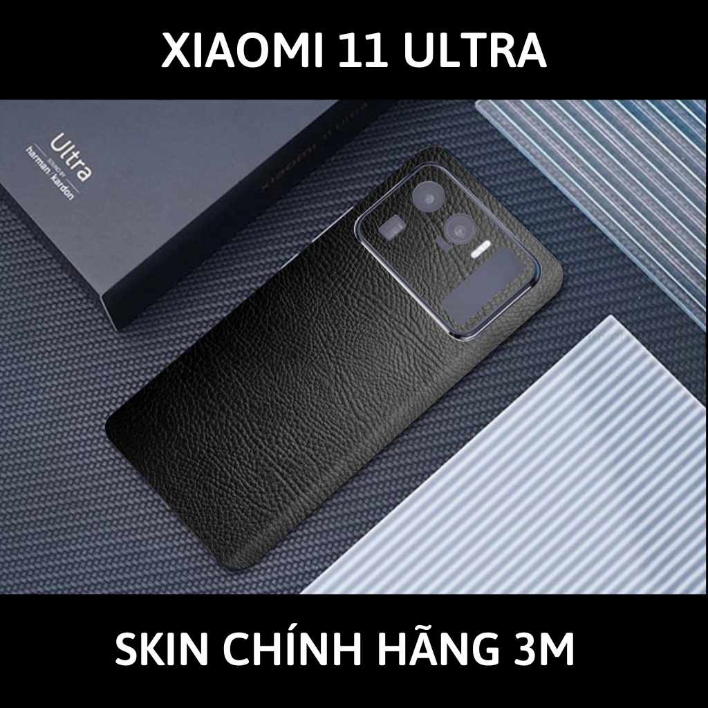 Skin 3m Mi 11 Ultra full body và camera nhập khẩu chính hãng USA phụ kiện điện thoại huỳnh tân store - Hexis Black Leather - Warp Skin Collection