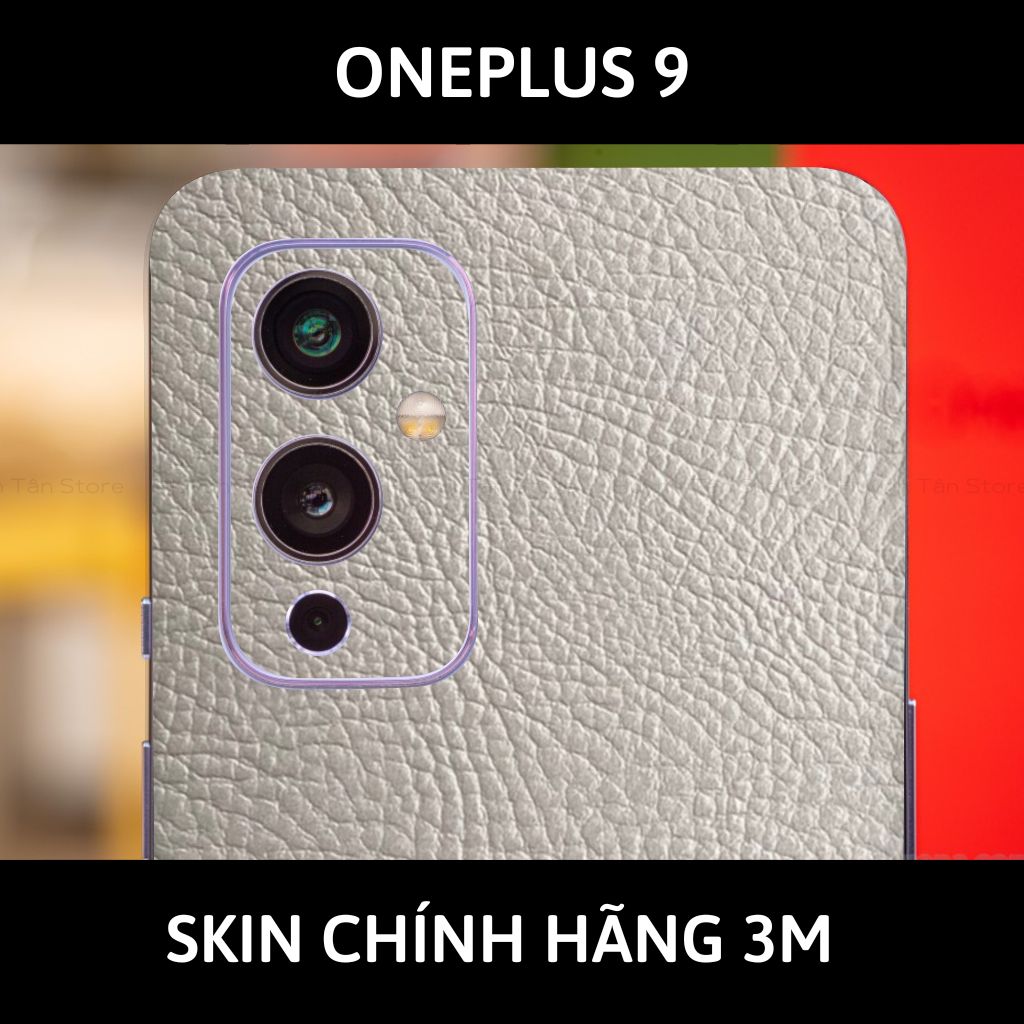 Skin 3m Oneplus 9R, 9 Pro, 9 full body và camera nhập khẩu chính hãng USA phụ kiện điện thoại huỳnh tân store - Hexis Grey Leather - Warp Skin Collection