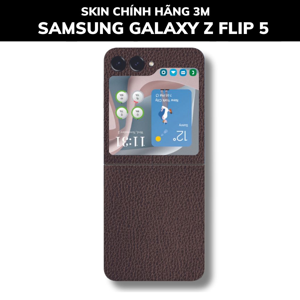 dán skin 3m samsung galaxy z flip 5 full body, camera phụ kiện điện thoại huỳnh tân store - Brown Leather