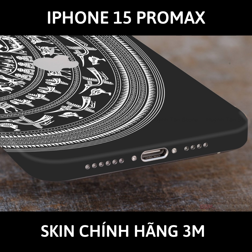 Dán skin điện thoại Iphone 15 Pro Max full body và camera nhập khẩu chính hãng USA phụ kiện điện thoại huỳnh tân store - Trống đồng nửa Black - Warp Skin Collection