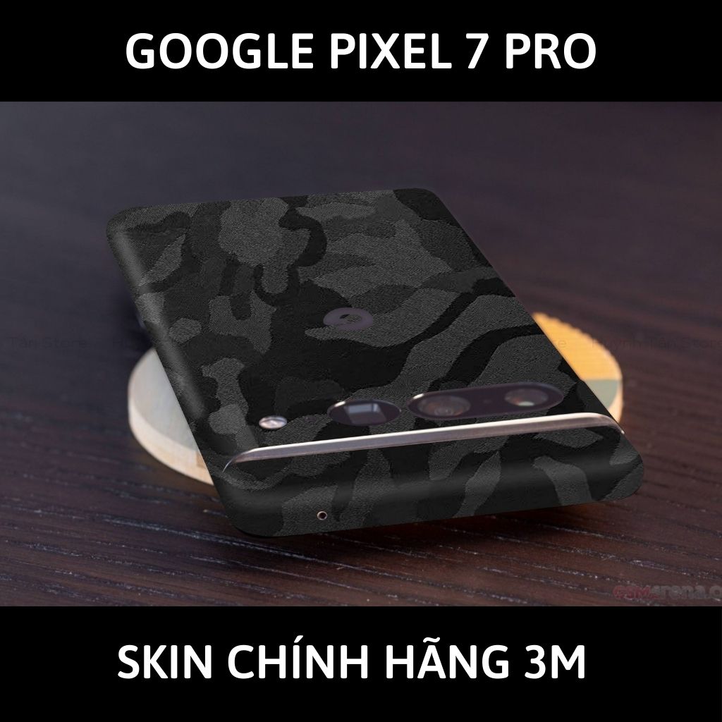 Skin 3m Google Pixel 7 Pro, Pixel 7, Pixel 7A full body và camera nhập khẩu chính hãng USA phụ kiện điện thoại huỳnh tân store - Camo Black - Warp Skin Collection