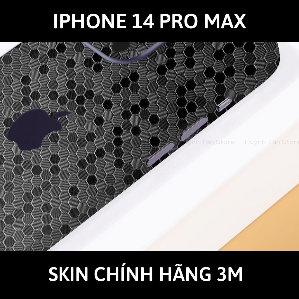 Skin 3m Iphone 14, Iphone 14 Pro, Iphone 14 Pro Max full body và camera nhập khẩu chính hãng USA phụ kiện điện thoại huỳnh tân store - Hexis Honeycomb Black - Warp Skin Collection