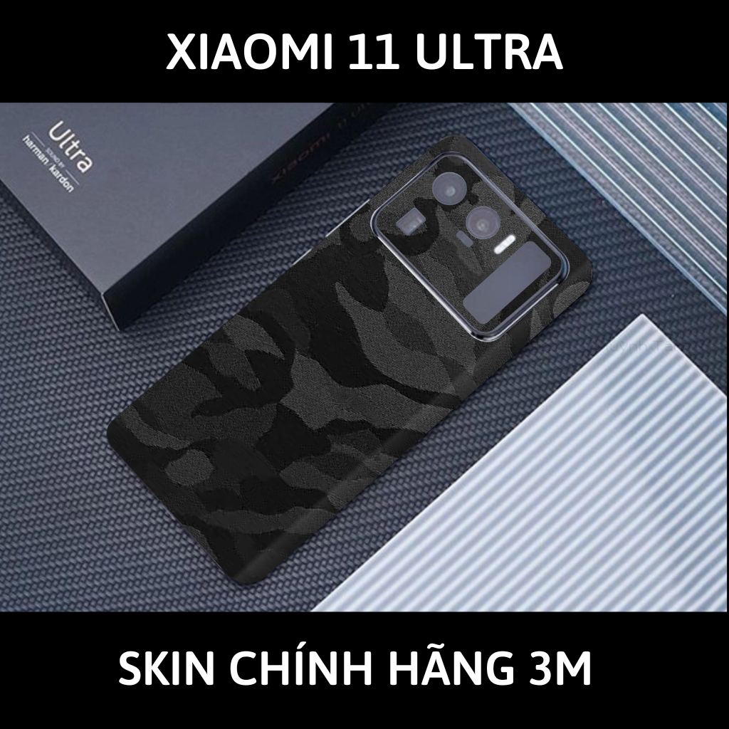 Skin 3m Mi 11 Ultra full body và camera nhập khẩu chính hãng USA phụ kiện điện thoại huỳnh tân store - Camo Black - Warp Skin Collection