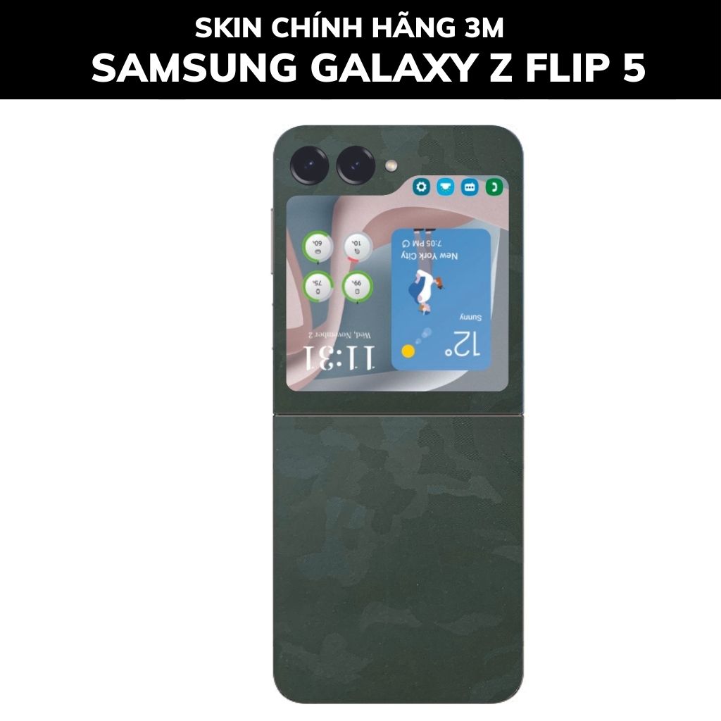 dán skin 3m samsung galaxy z flip 5 full body, camera phụ kiện điện thoại huỳnh tân store - Camo Green