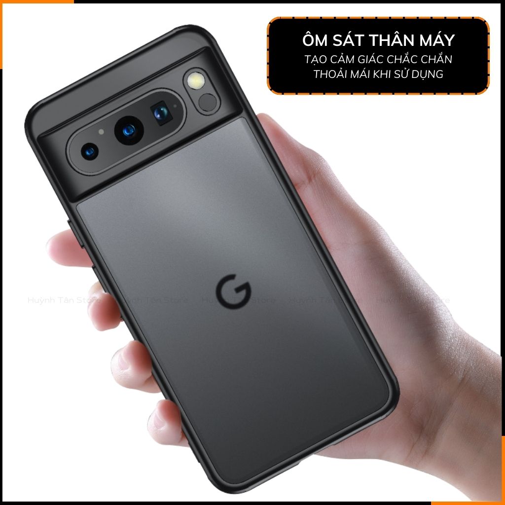 Ốp lưng google pixel 8 pro chống sốc chống vân tay NHÁM VIỀN MÀU VER 2 bảo vệ camera phụ kiện huỳnh tân store