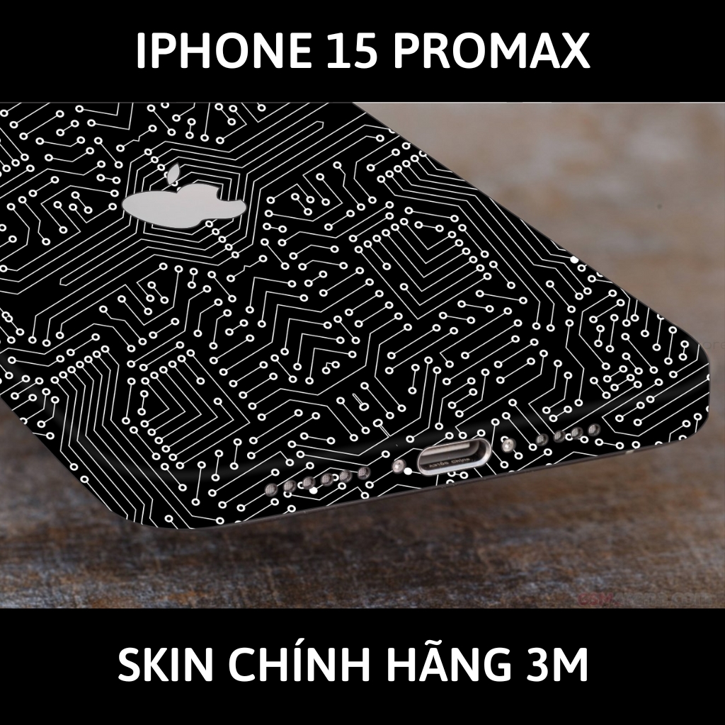 Dán skin điện thoại Iphone 15 Pro Max full body và camera nhập khẩu chính hãng USA phụ kiện điện thoại huỳnh tân store - Electronic Black White - Warp Skin Collection