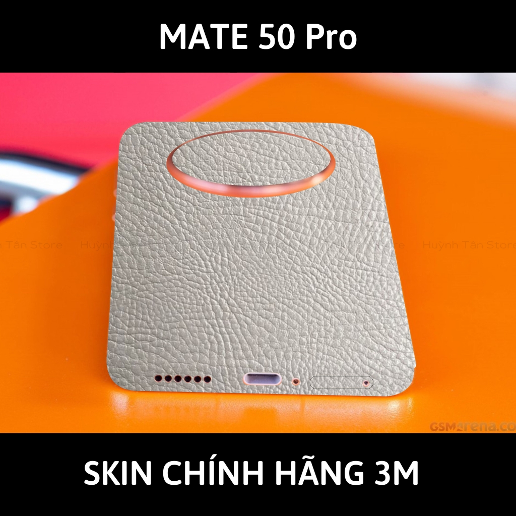 Dán skin điện thoại Huawei Mate 50 Pro full body và camera nhập khẩu chính hãng USA phụ kiện điện thoại huỳnh tân store - Grey Leather - Warp Skin Collection
