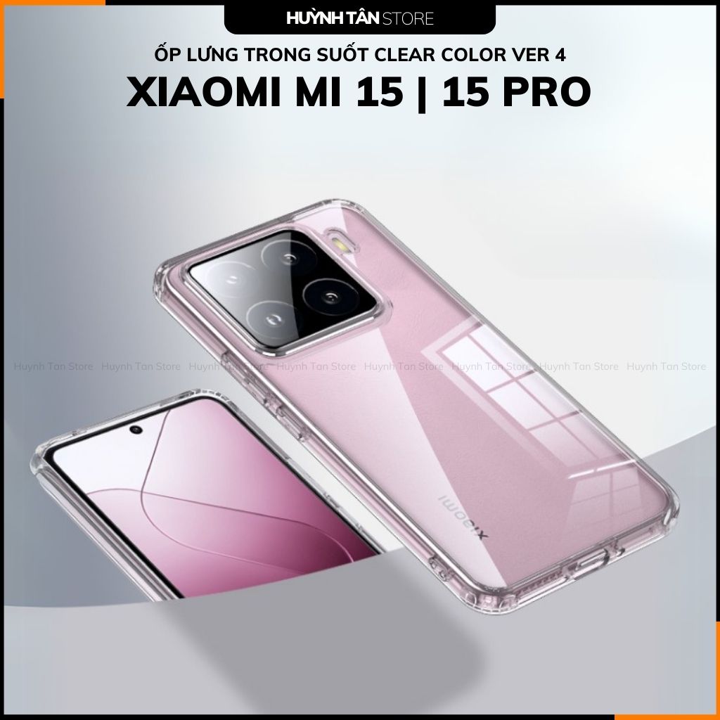 Ốp lưng xiaomi Mi 15 , Mi 15 Pro , Mi 15 Ultra  chống sốc CLEAR COLOR VER 4 trong suốt bảo vệ camera
