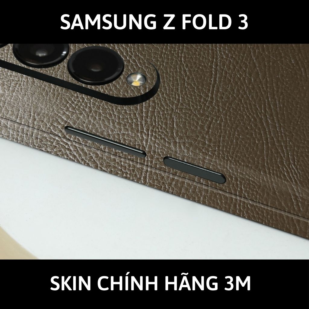 Skin 3m samsung galaxy Z Fold 4, Z Fold 3, Z Fold 2 full body và camera nhập khẩu chính hãng USA phụ kiện điện thoại huỳnh tân store - Hexis Brown Leather - Warp Skin Collection