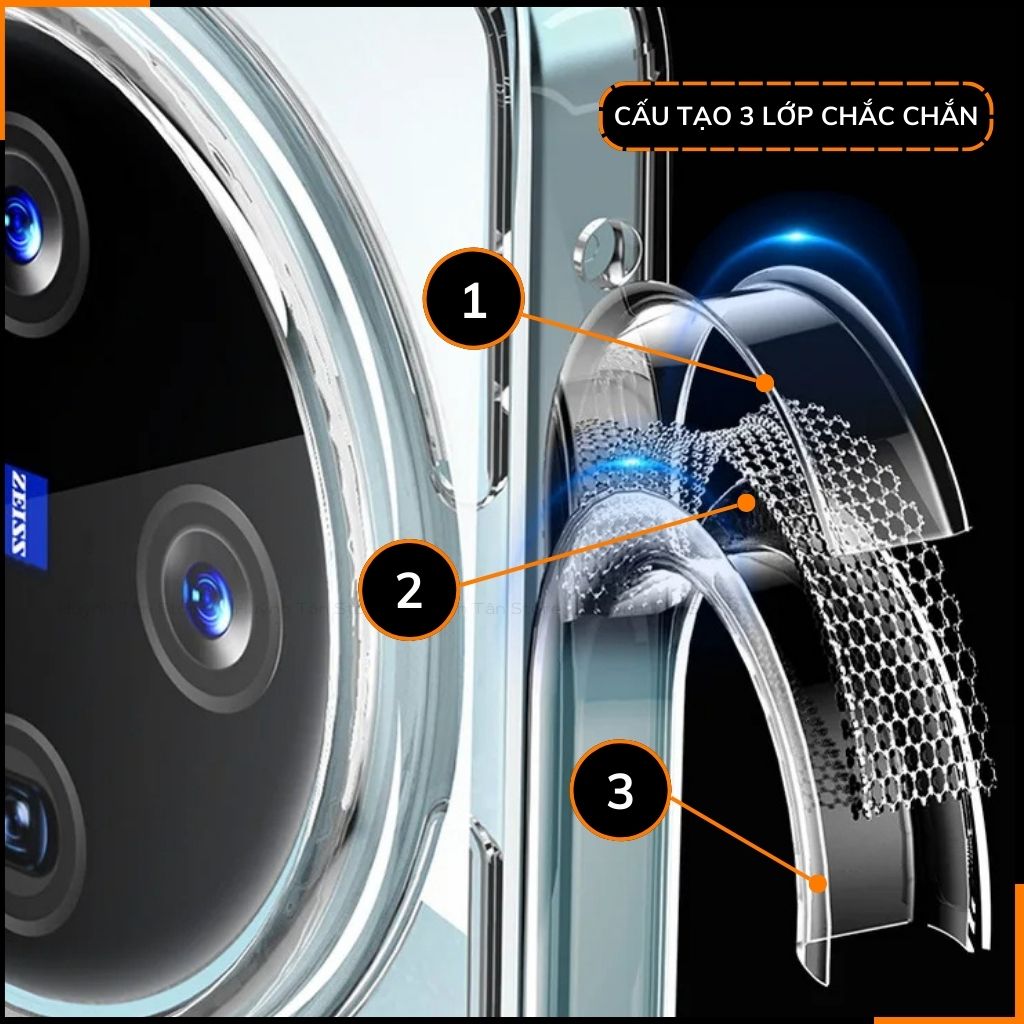 Ốp lưng vivo x100 pro chống sốc CLEAR COLOR VER 4 trong suốt không ố vàng bảo vệ camera phụ kiện huỳnh tân store