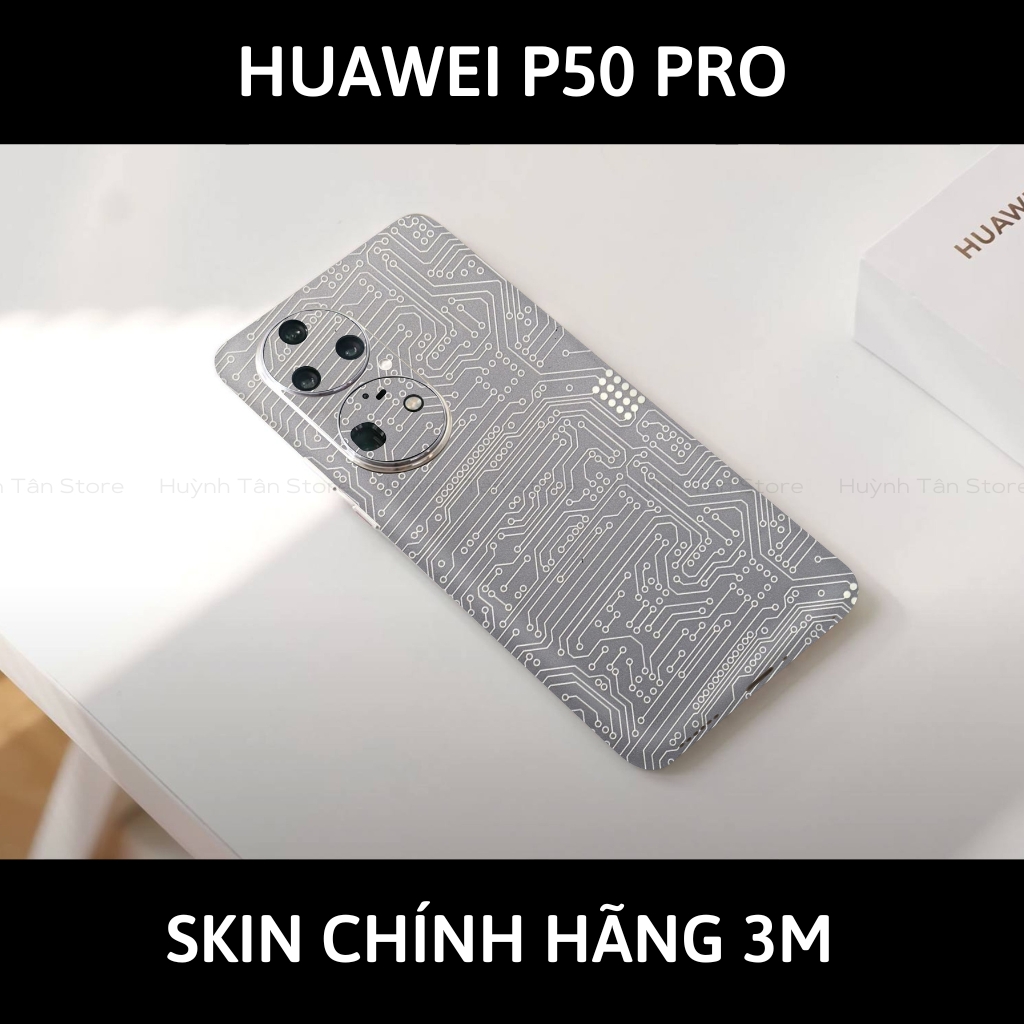 Dán skin điện thoại Huawei P50 Pro full body và camera nhập khẩu chính hãng USA phụ kiện điện thoại huỳnh tân store - Electronic White - Warp Skin Collection