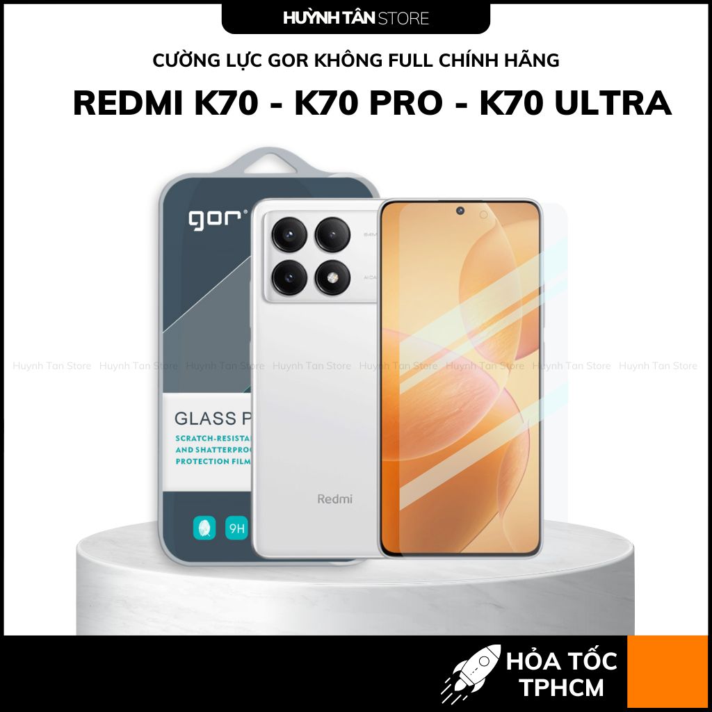 Kính cường lực trong suốt redmi k90 pro max k80 k70 ultra k60 k50 k40 KHÔNG FULL MÀN chống bám vân tay chính hãng GOR