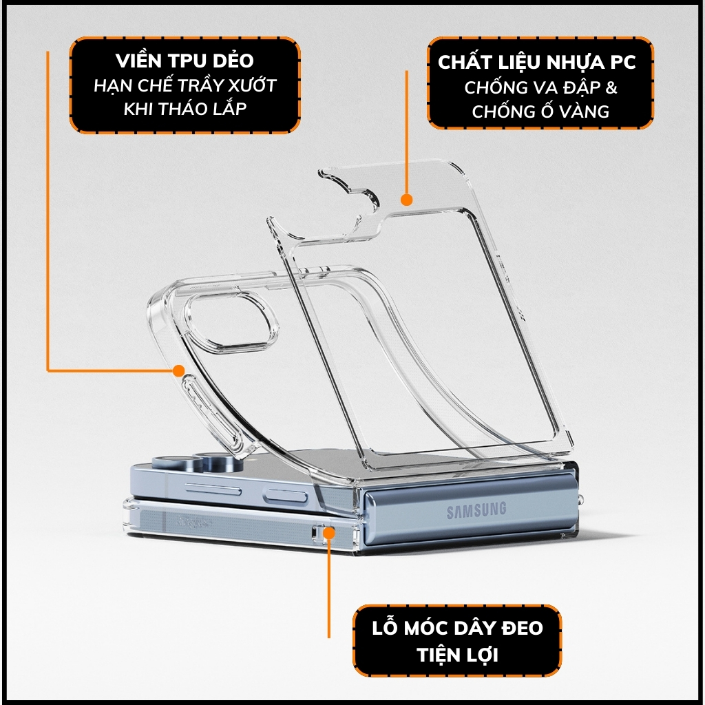Ốp lưng z flip 6 RINGKE chính hãng trong suốt chống sốc FUSION X chống ố vàng phụ kiện huỳnh tân store