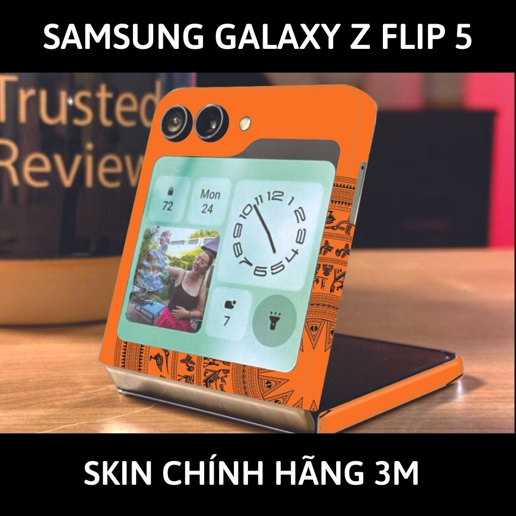 dán skin 3m samsung galaxy z flip 5 full body, camera phụ kiện điện thoại huỳnh tân store - Trống Đồng Cam