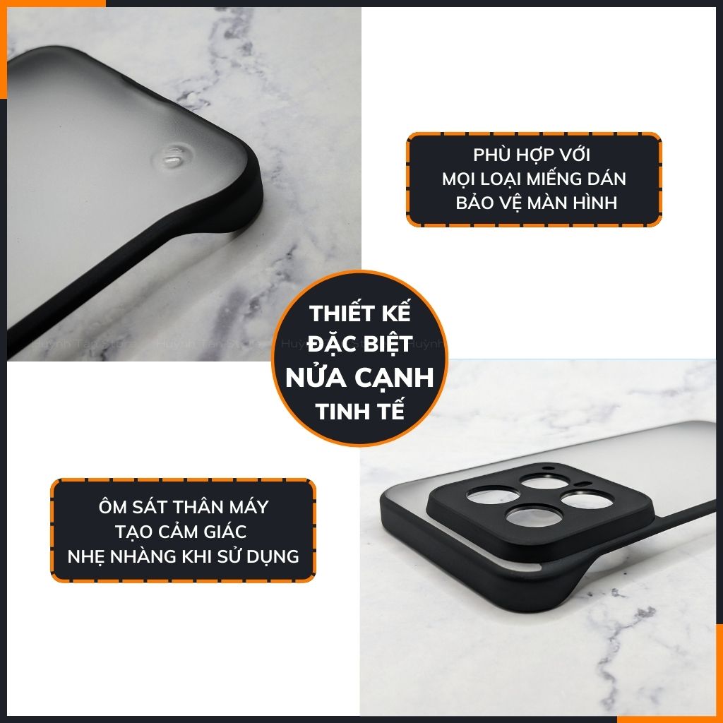 Ốp lưng xiaomi mi 14 nửa cạnh lưng nhám chống bám vân tay bảo vệ camera phụ kiện điện thoại huỳnh tân store