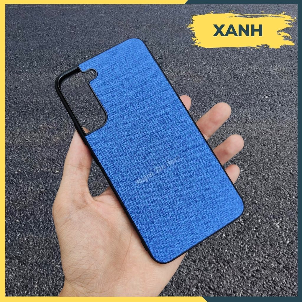 Ốp lưng samsung s22 plus chống vân tay nhựa cứng viền đen vải jean 1 màu phụ kiện điện thoại huỳnh tân store